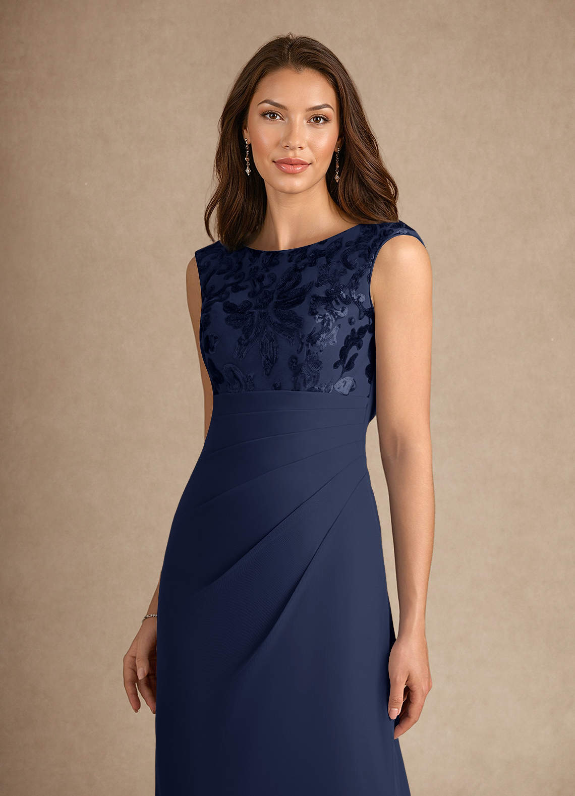 Dark Navy A-Line Sequins Dress