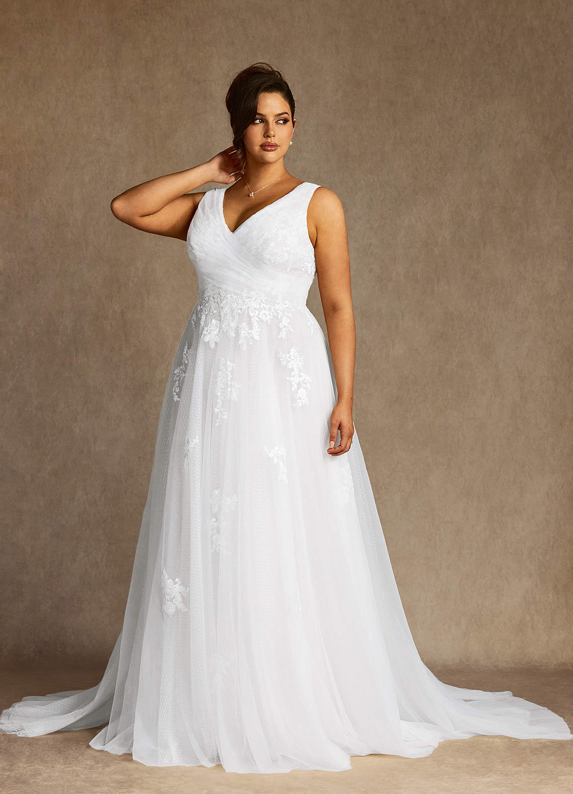 Diamond White A-Line Lace Tulle Dress