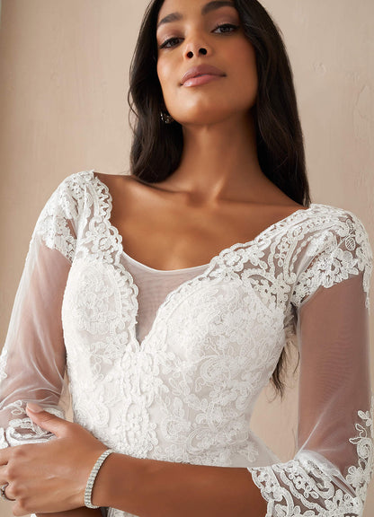 Diamond White A-Line Lace Tulle Dress
