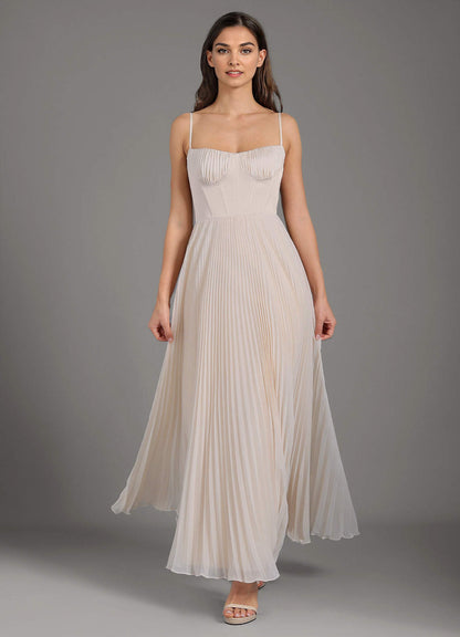 Anita Cream Pleated Maxi Dress  Dress