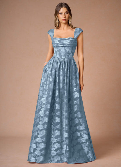 Hazel Dusty Blue Pleated Maxi Dress  Dress