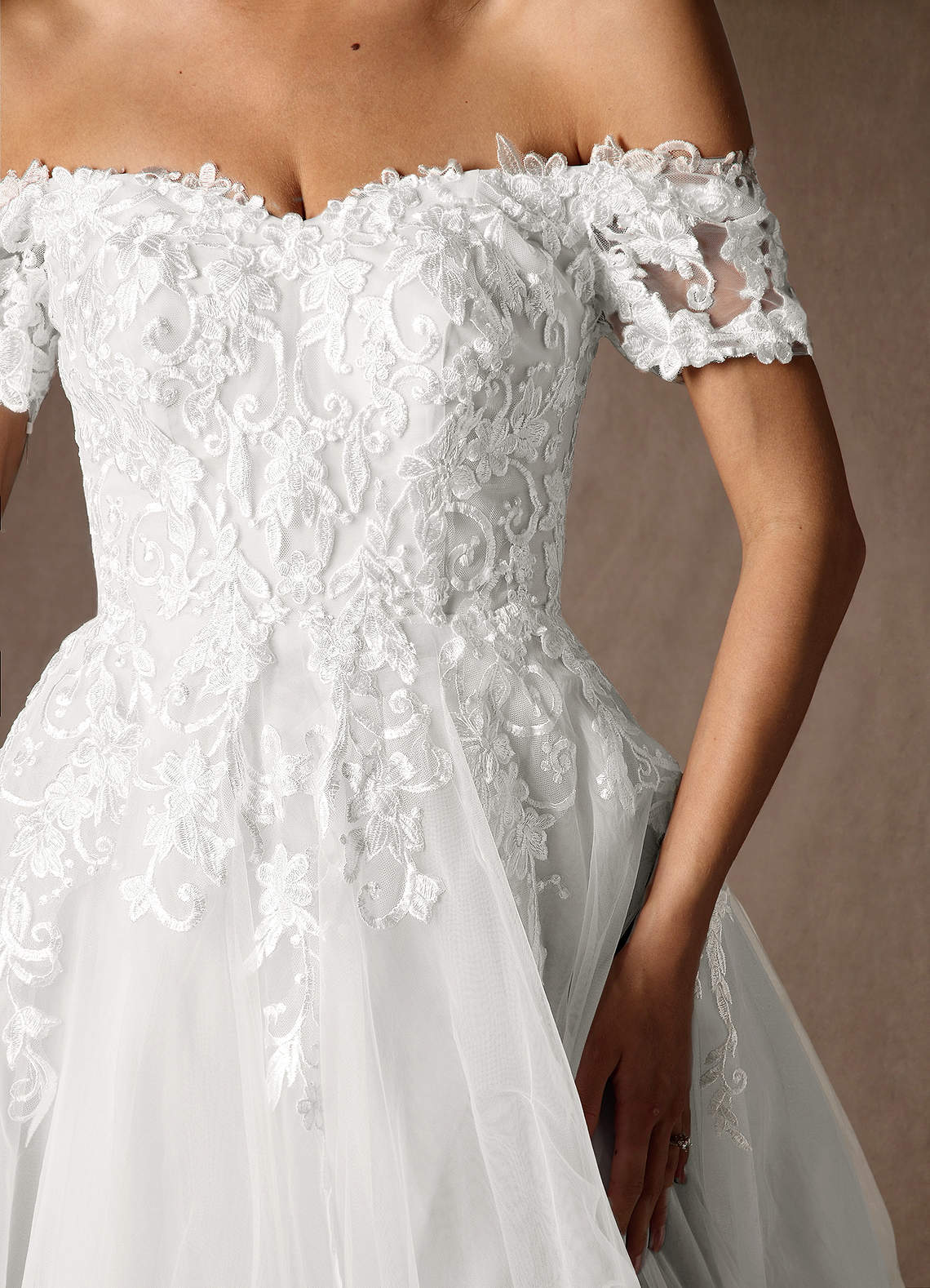 Diamond White Ball-Gown Off the Shoulder Tulle Dress