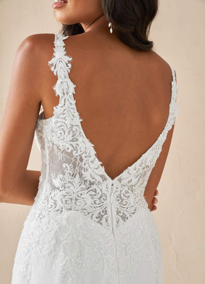 Diamond White Mermaid Sequins Stretch Crepe Dress