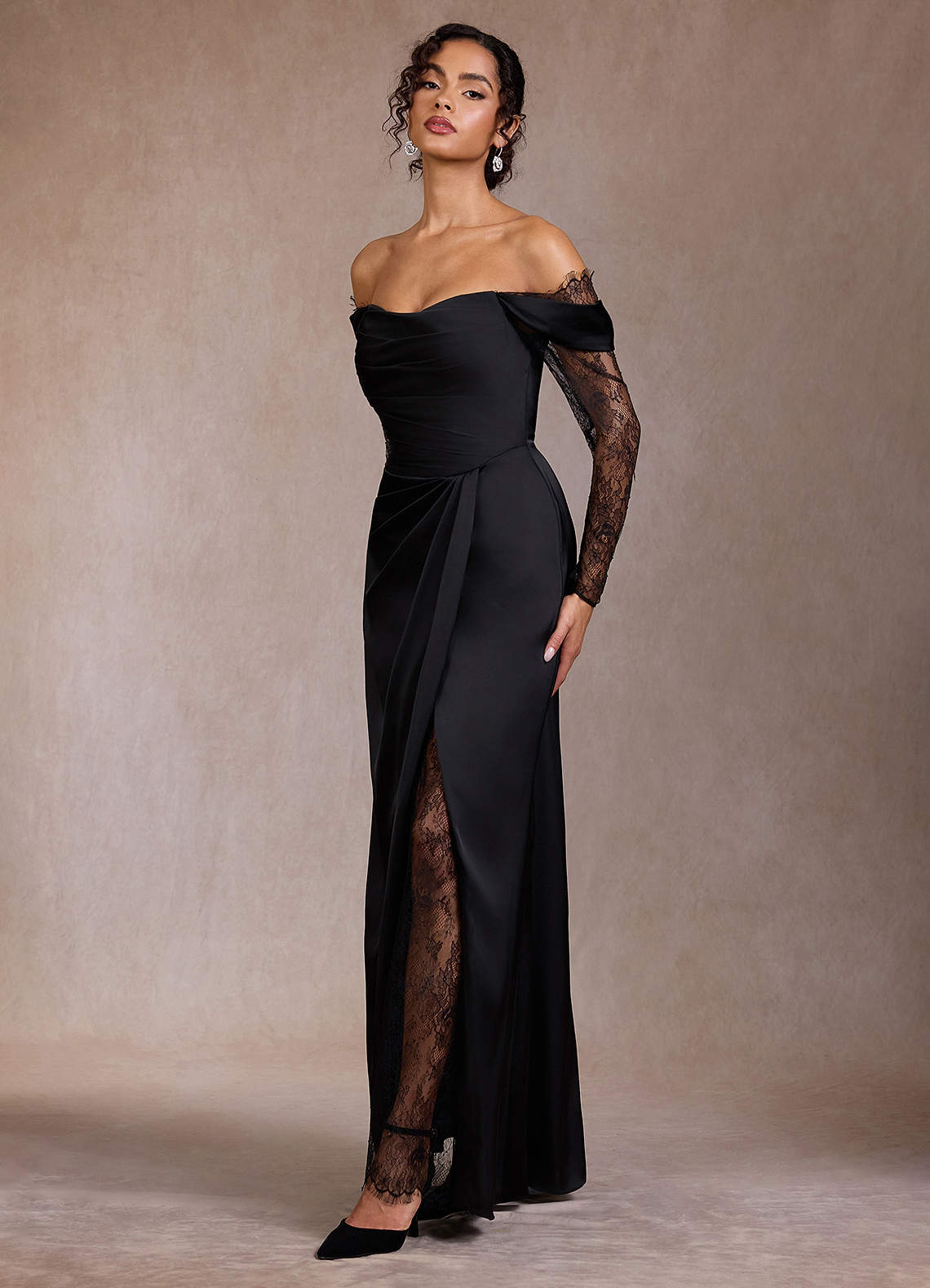 Gizela Black Lace Maxi Dress  Dress