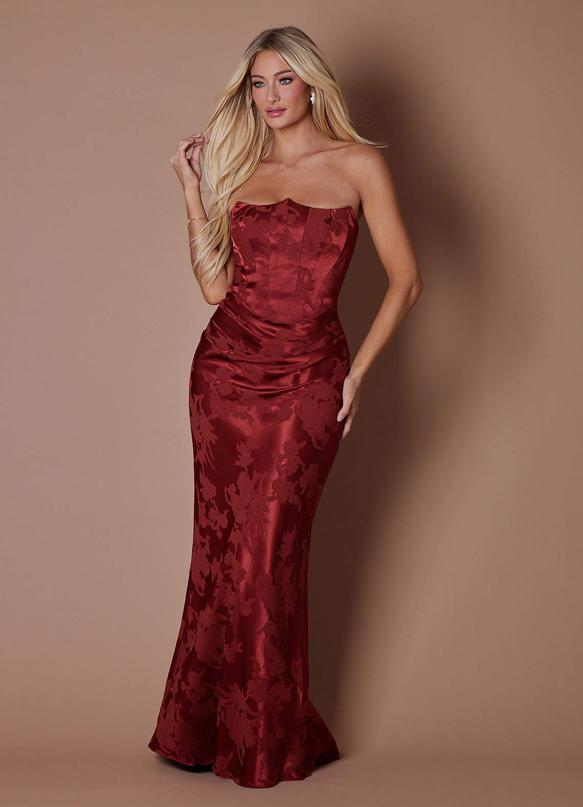 Kelsey Mahogany Red Maxi Dress