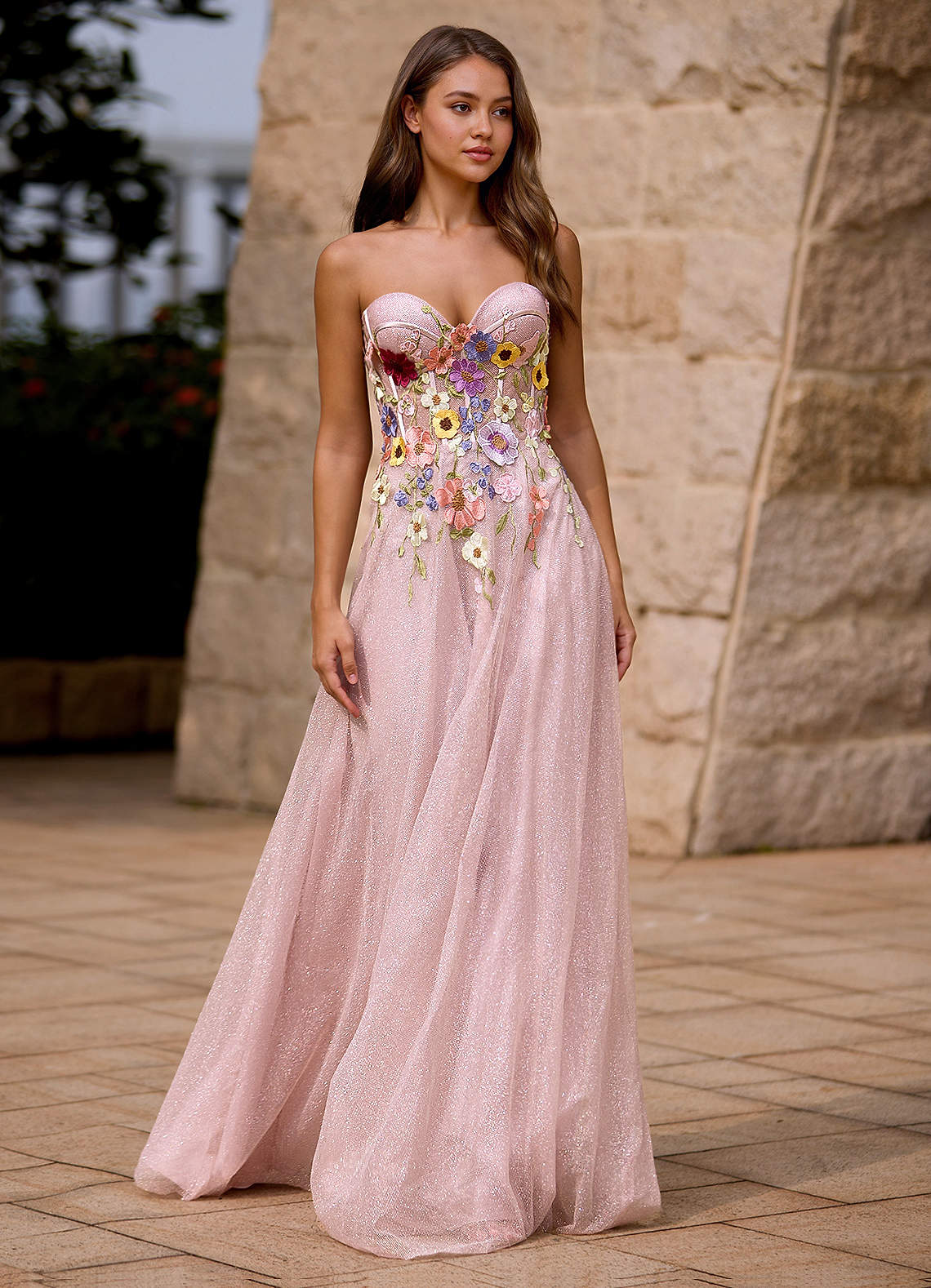 Broderie Dusty Pink Off-The-Shoulder Prom Dress  Dress
