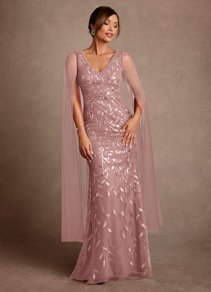 Dusty Rose Sheath Lace Tulle Dress