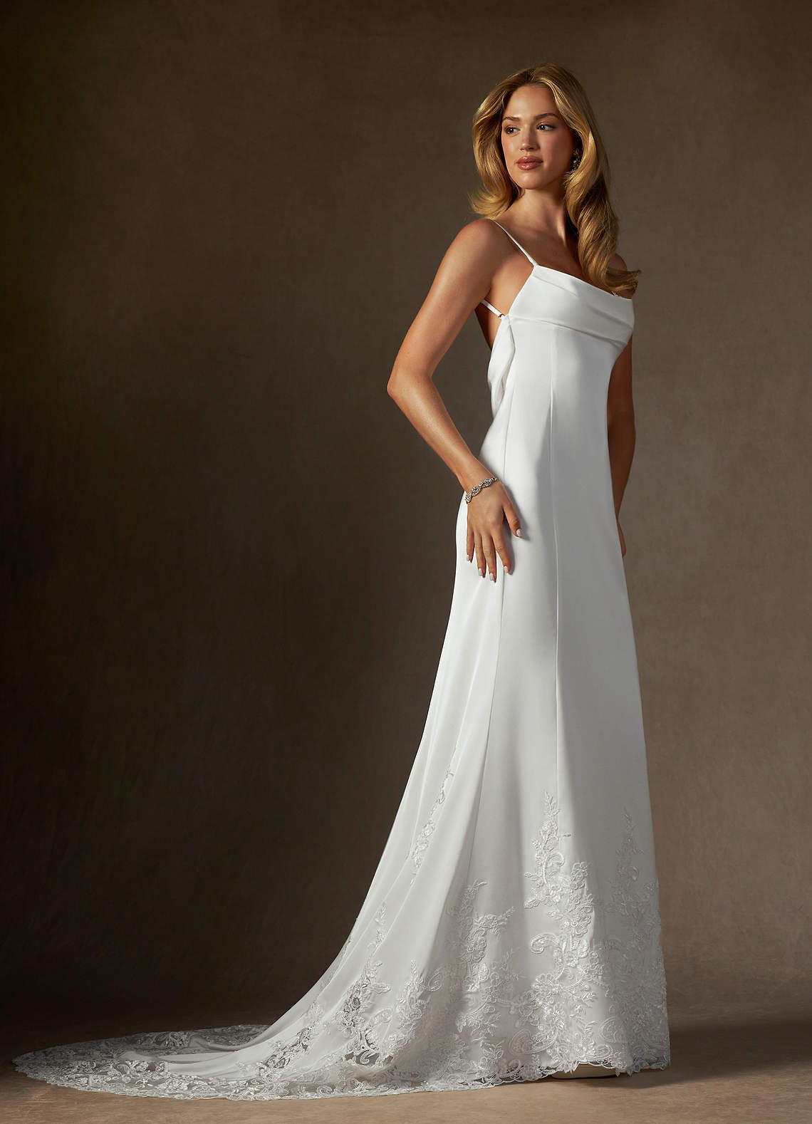 Diamond White Fit and Flare Stretch Satin Dress
