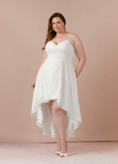 Diamond White A-Line Lace Matte Satin Dress