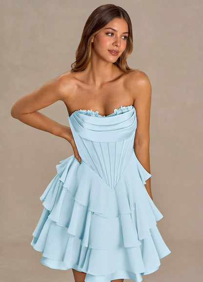 Brinley Sky Blue Mini Dress  Dress