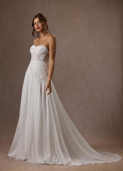 Diamond White A-Line Off the Shoulder Lace Dress