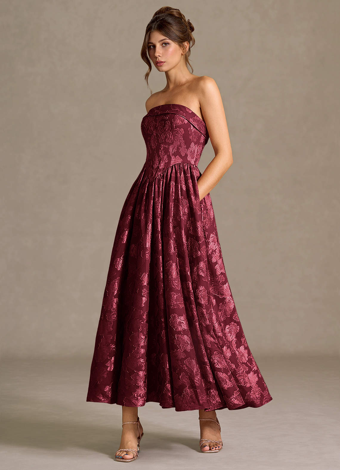 Mila Wine Midi Dress