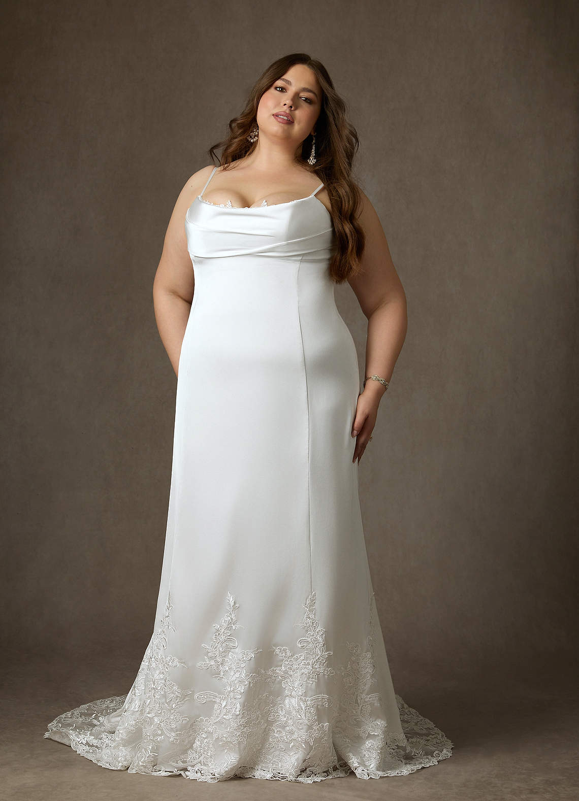 Diamond White Fit and Flare Stretch Satin Dress