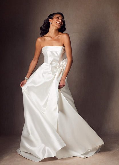 Diamond White A-Line Strapless Mikado Dress