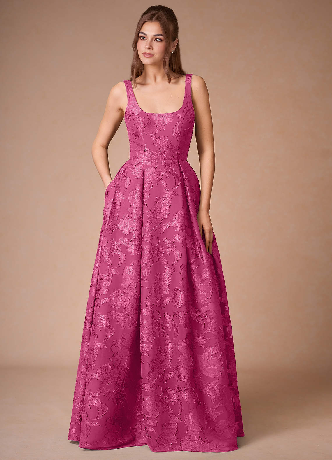 Althea Fuchsia Tie-Back Maxi Dress