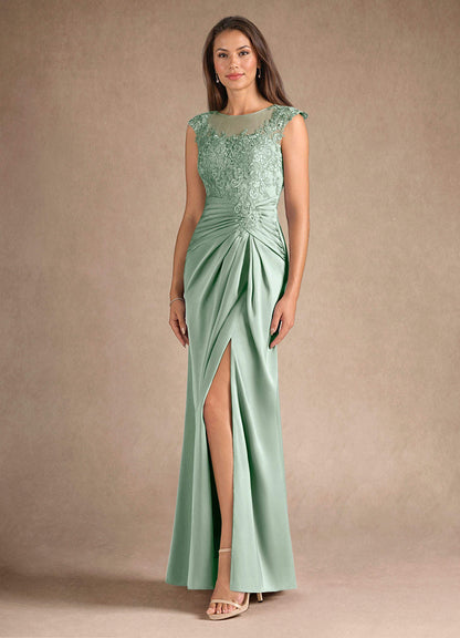 Agave Sheath Pleated Stretch Satin Dress