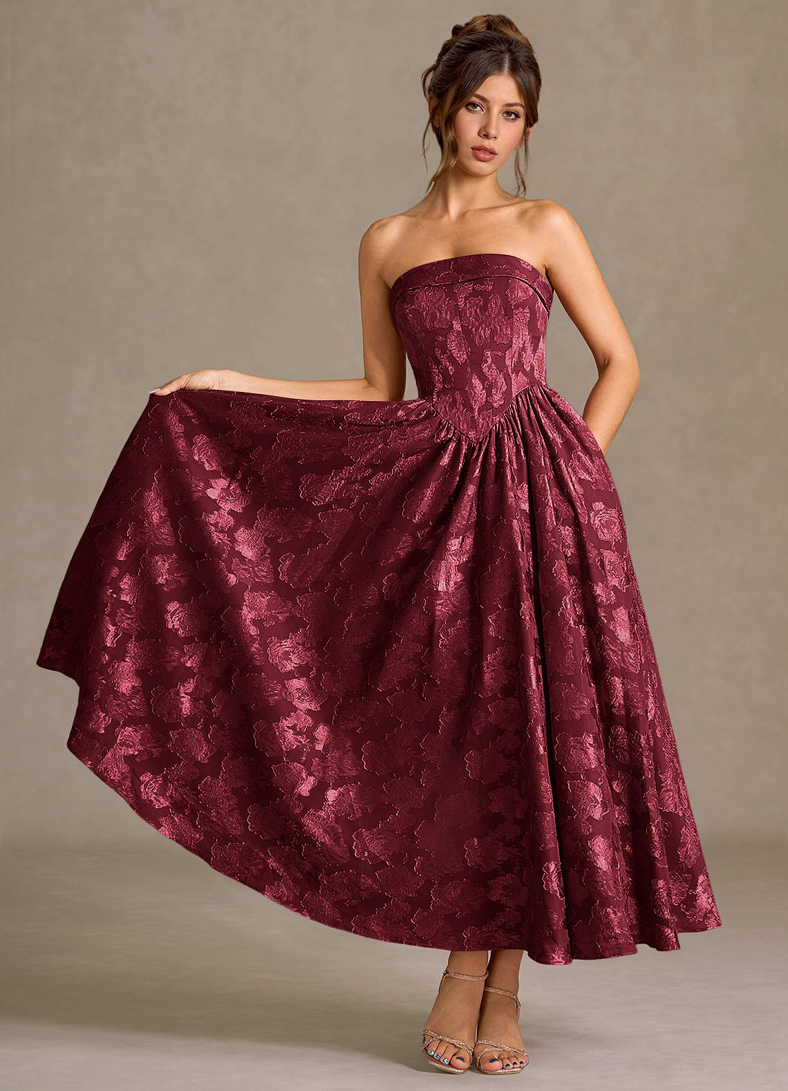 Mila Wine Midi Dress