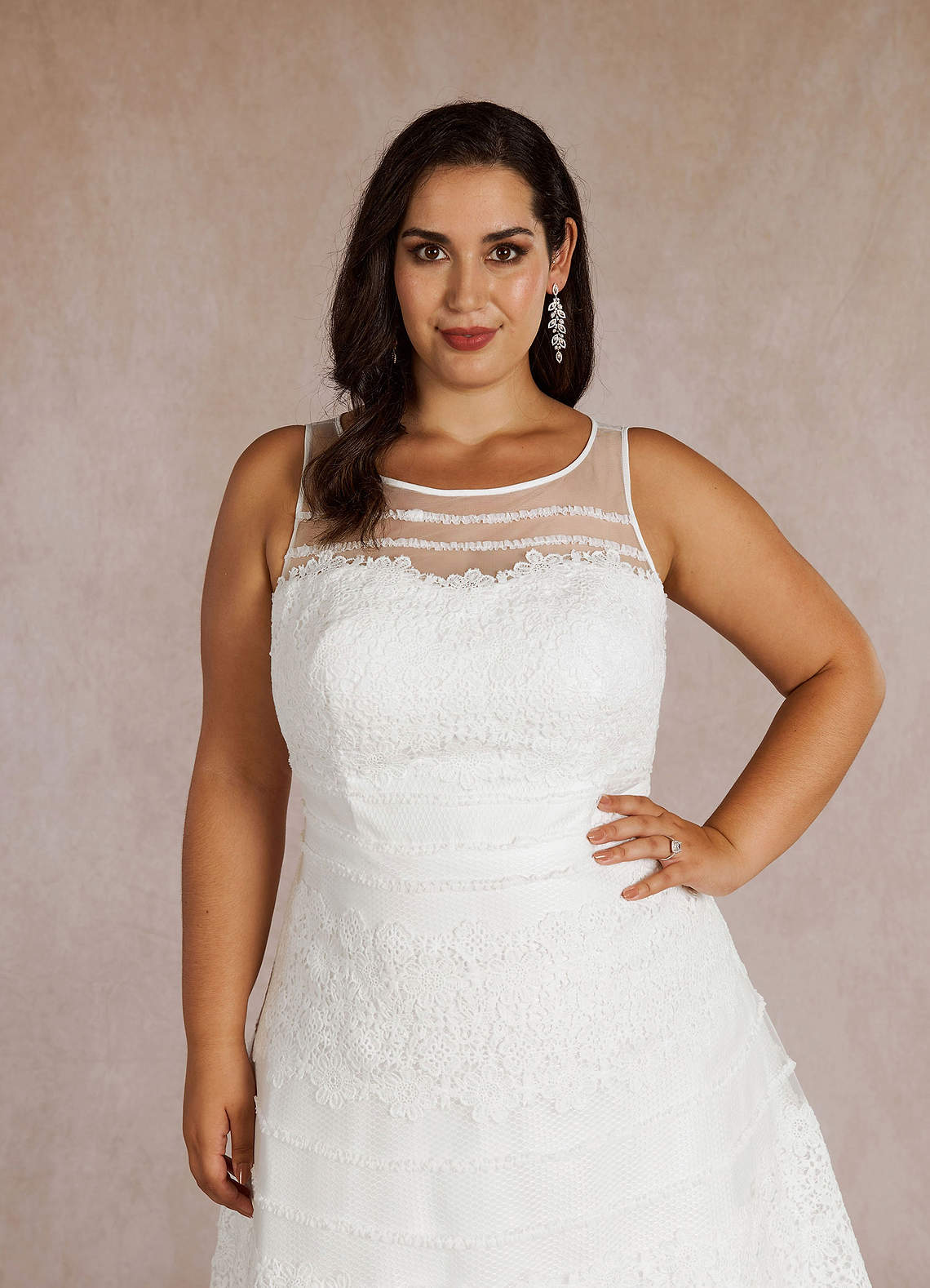 Diamond White A-Line Sweetheart Lace Tulle Dress