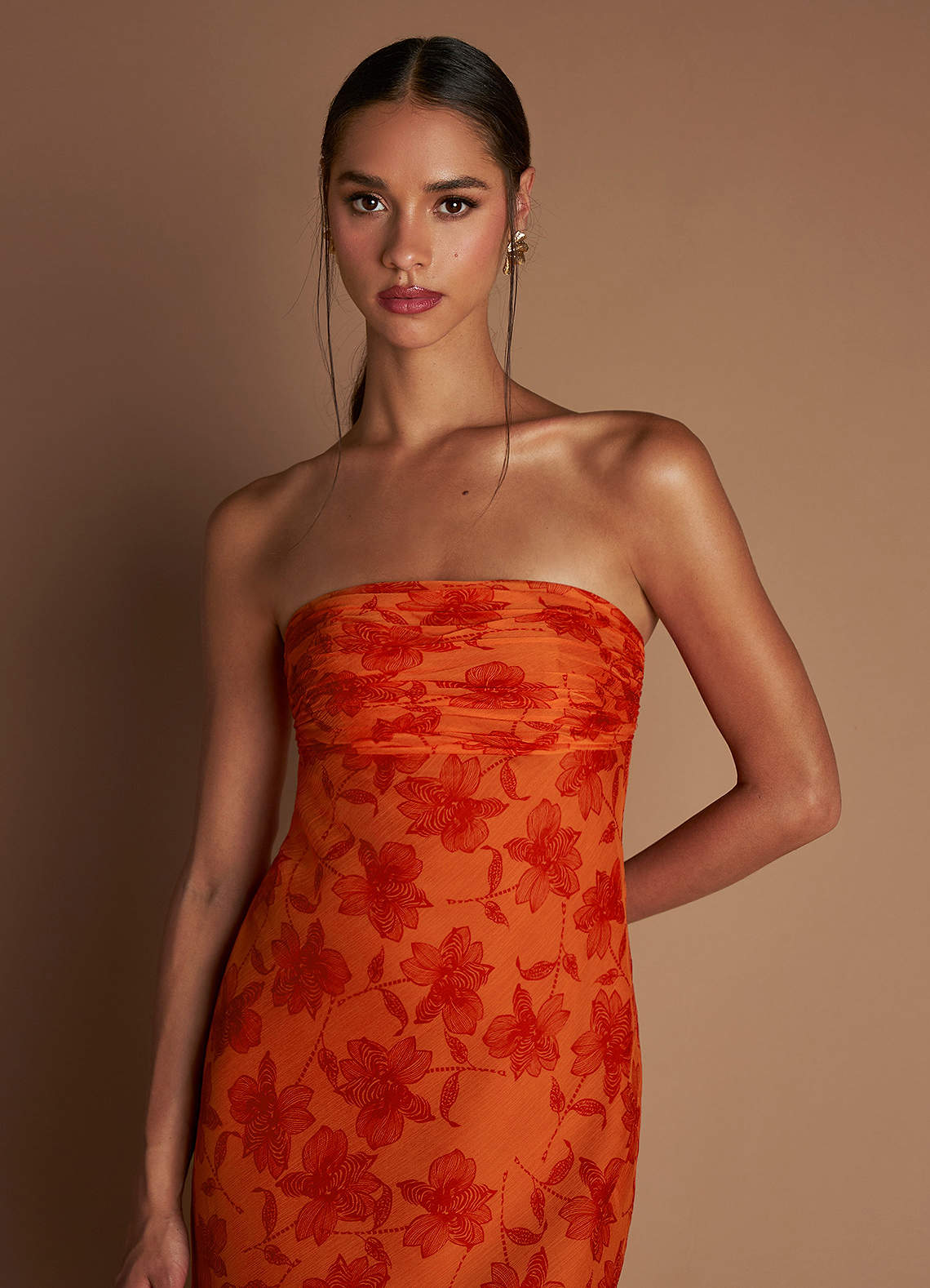 Aisha Tangerine Maxi Dress