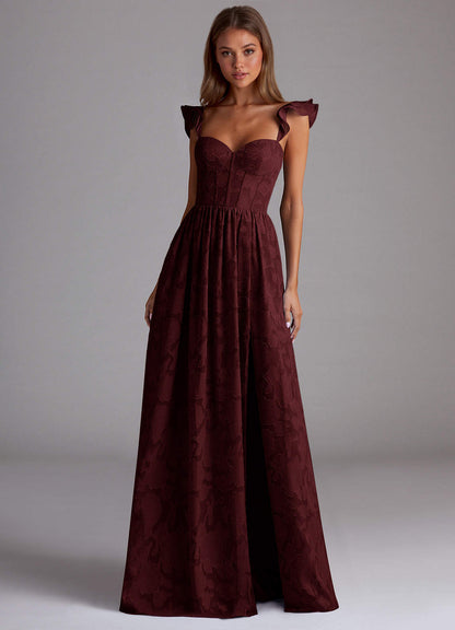 Denisse Wine Corset Maxi Prom Dress  Dress
