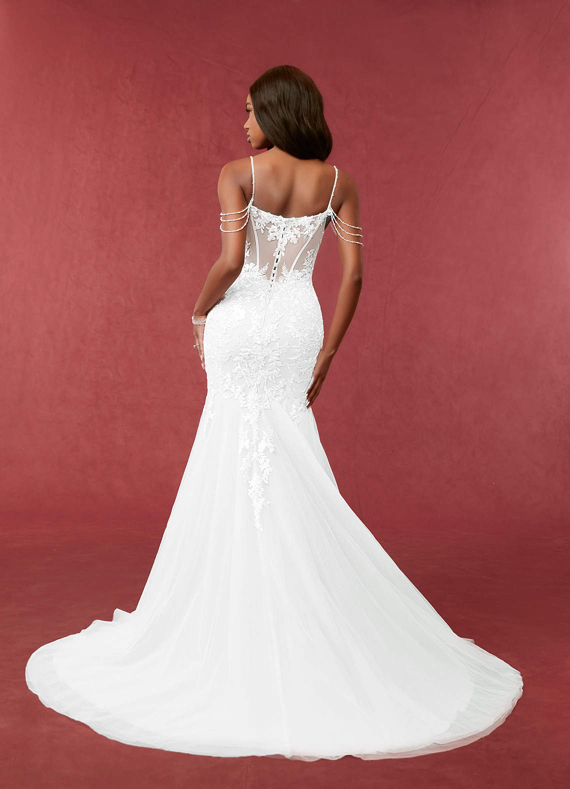 Diamond White Mermaid Sequins Tulle Dress