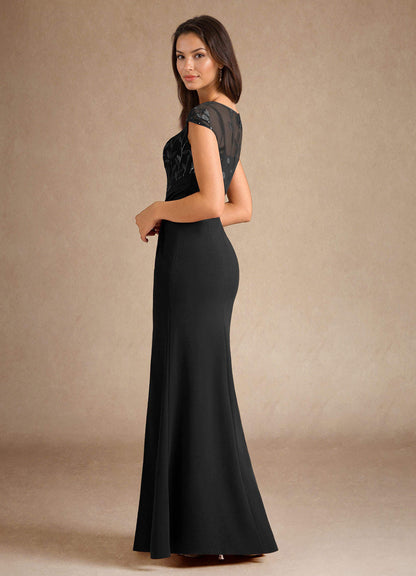 Black Mermaid Sequins Stretch Crepe Dress