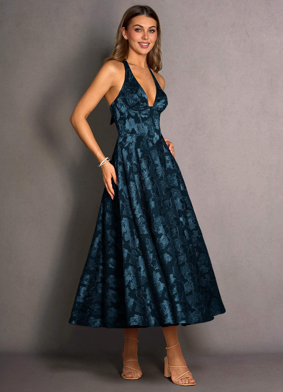 Isabeau Navy Midi Dress  Dress