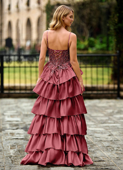 Jasmunya Burgundy Organza Prom Dress