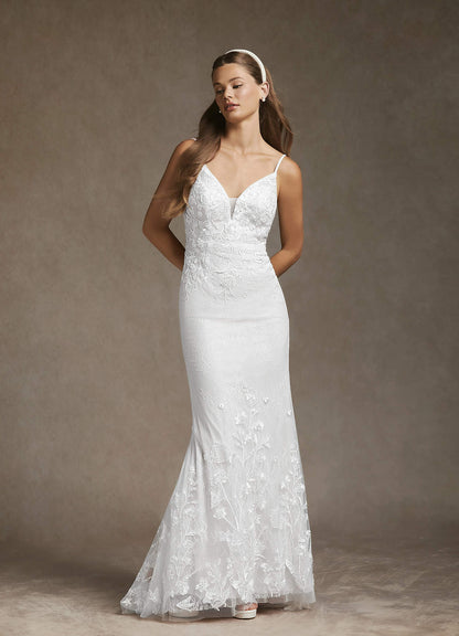 Diamond White Mermaid Sequins Tulle Dress