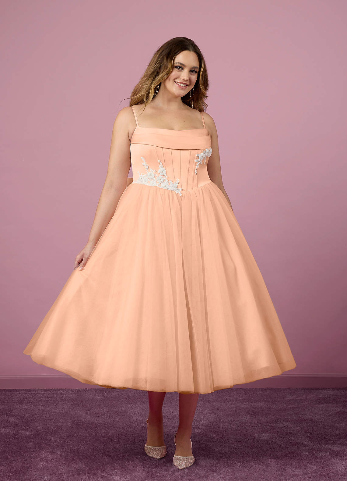 English Rose A-Line Pleated Tulle Dress English Rose