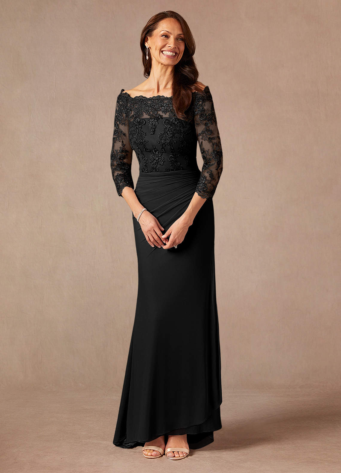 Black Mermaid Off the Shoulder Mesh Dress
