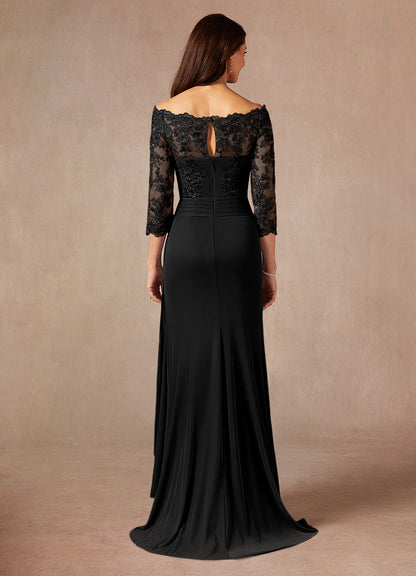 Black Mermaid Off the Shoulder Mesh Dress