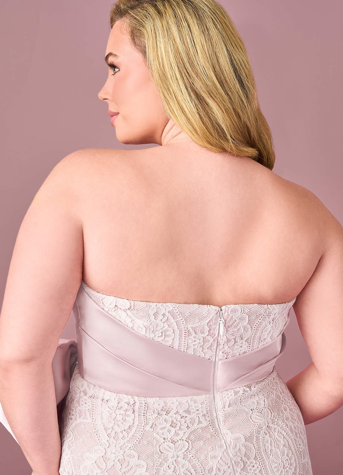 Diamond White Ballerina Pink Sheath Lace Mikado Dress Diamond White/Ballerina Pink