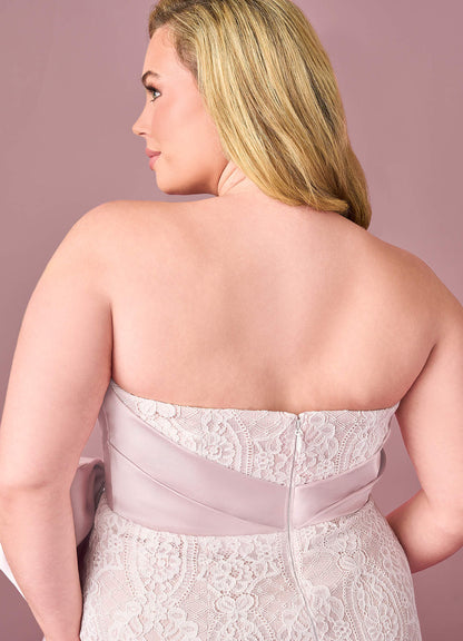 Diamond White Ballerina Pink Sheath Lace Mikado Dress Diamond White/Ballerina Pink