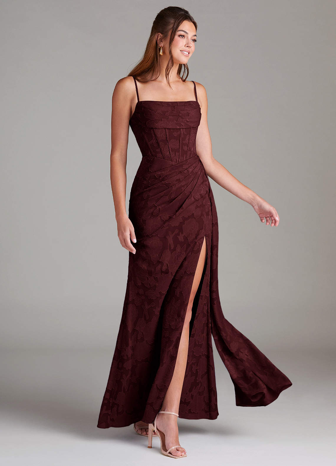 Denisa Wine Maxi Dress