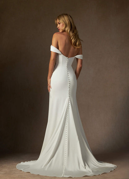 Diamond White Mermaid Strapless Crepe Back Satin Dress
