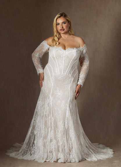 Diamond White Mermaid Off the Shoulder Tulle Dress