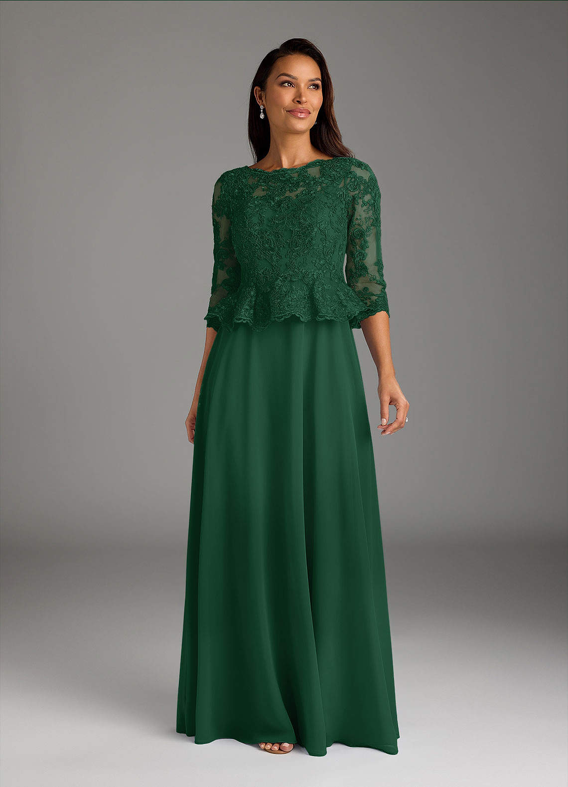 Dark Green A-Line Boatneck Sequins Chiffon Dress