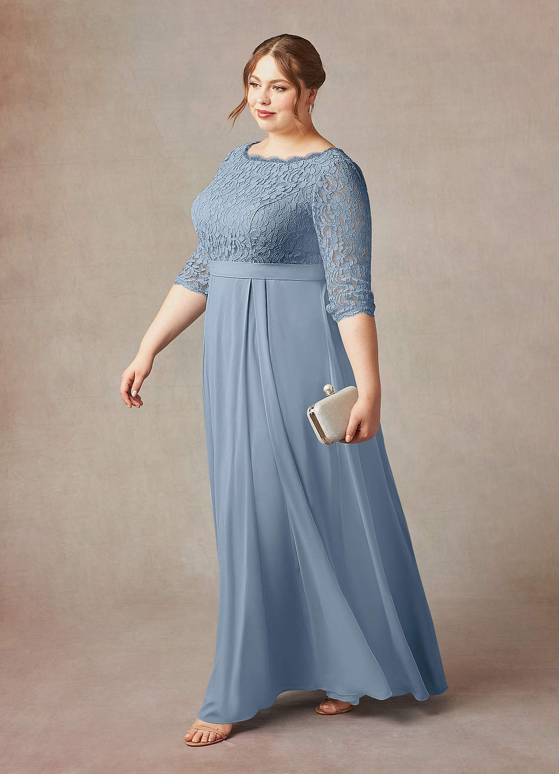 Dusty Blue A-Line Lace Dress