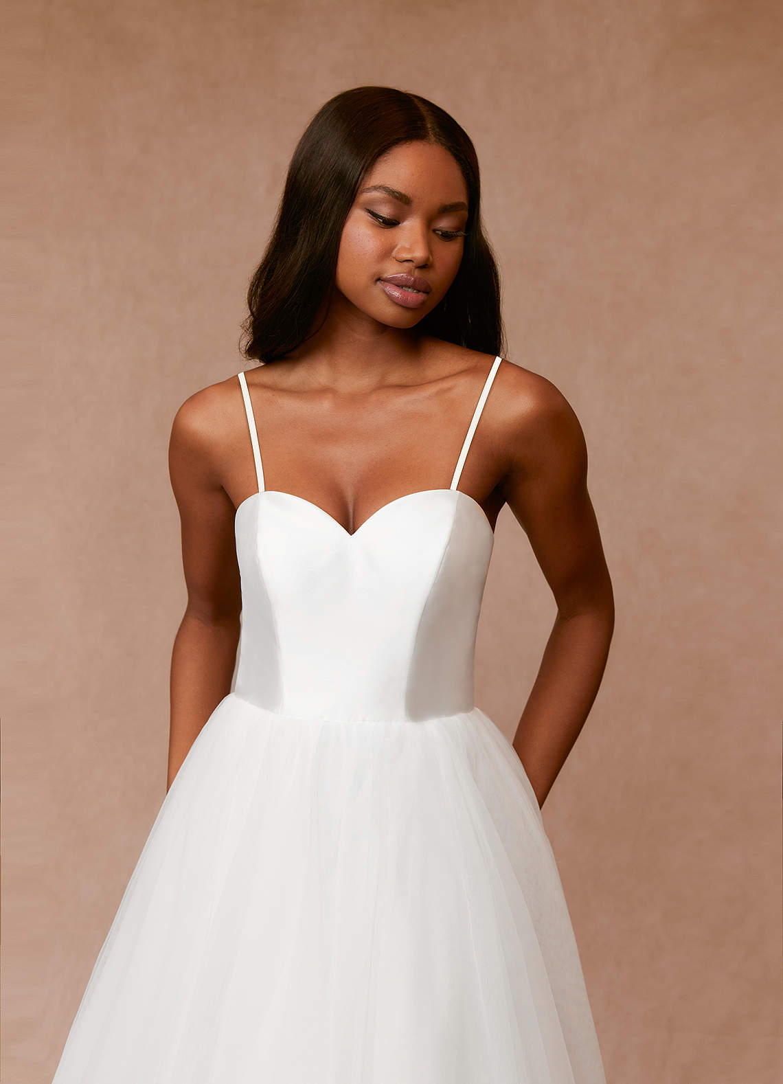Diamond White A-Line Sweetheart Neckline Tulle Dress