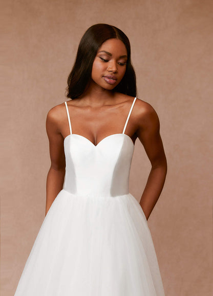 Diamond White A-Line Sweetheart Neckline Tulle Dress