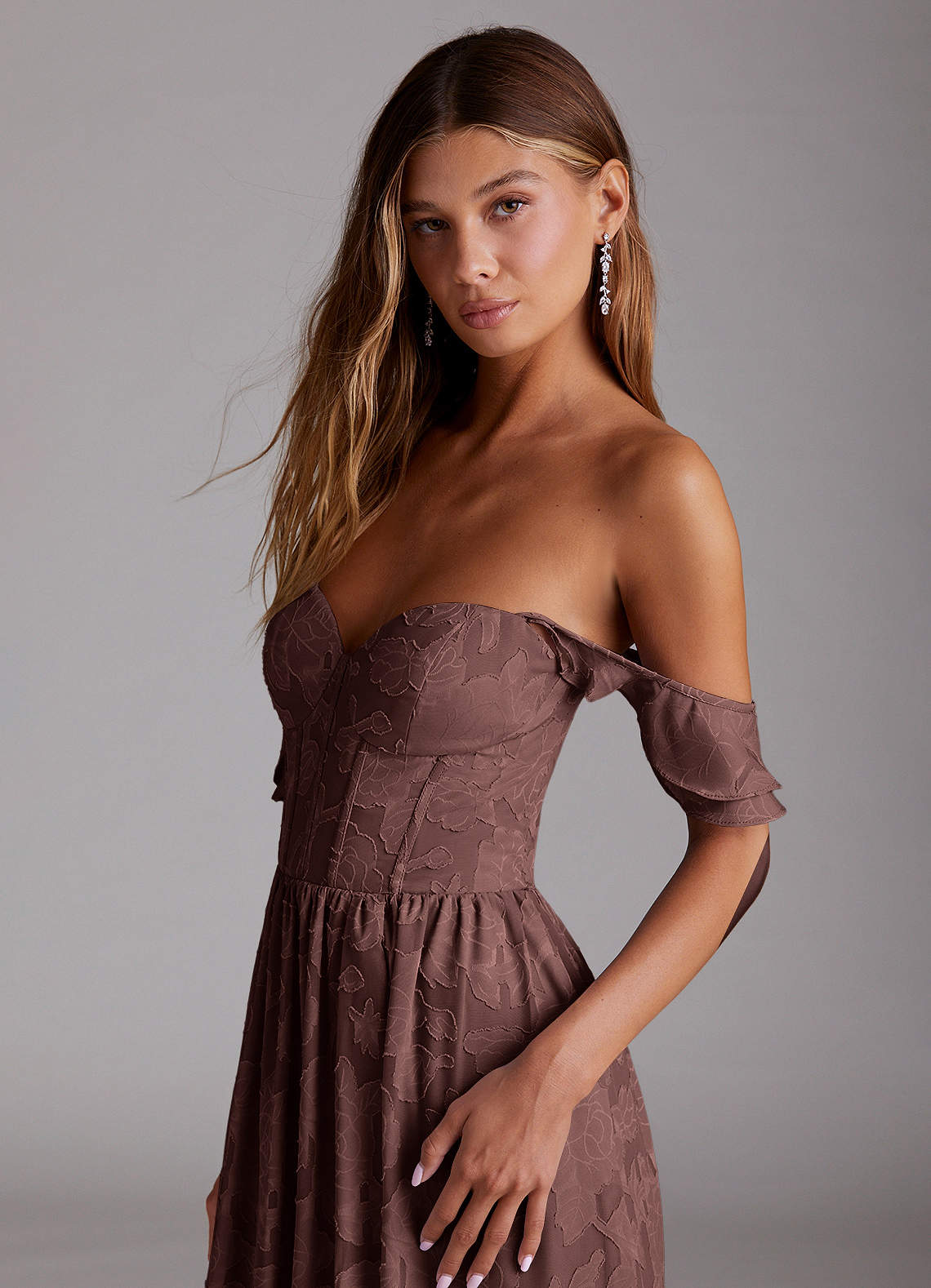 Denisse Mocha Coco Corset Maxi Dress