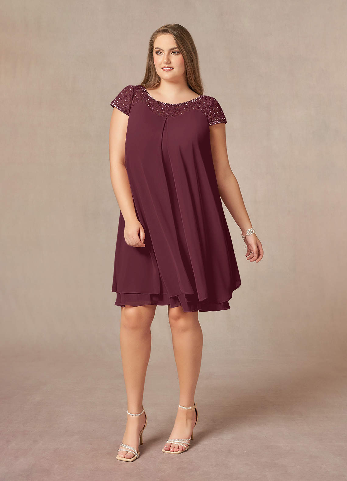 Cabernet Empire Sequins Chiffon Dress