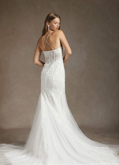 Diamond White Mermaid Sequins Tulle Dress
