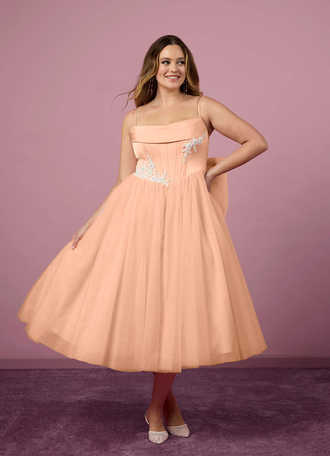 English Rose A-Line Pleated Tulle Dress English Rose