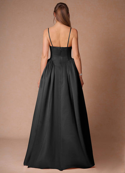 Relana Black Sleeveless Bandeau Ballgown