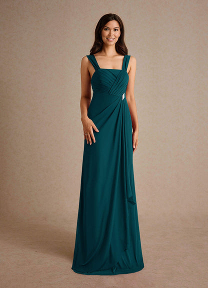 Pine A-Line Pleated Mesh Dress