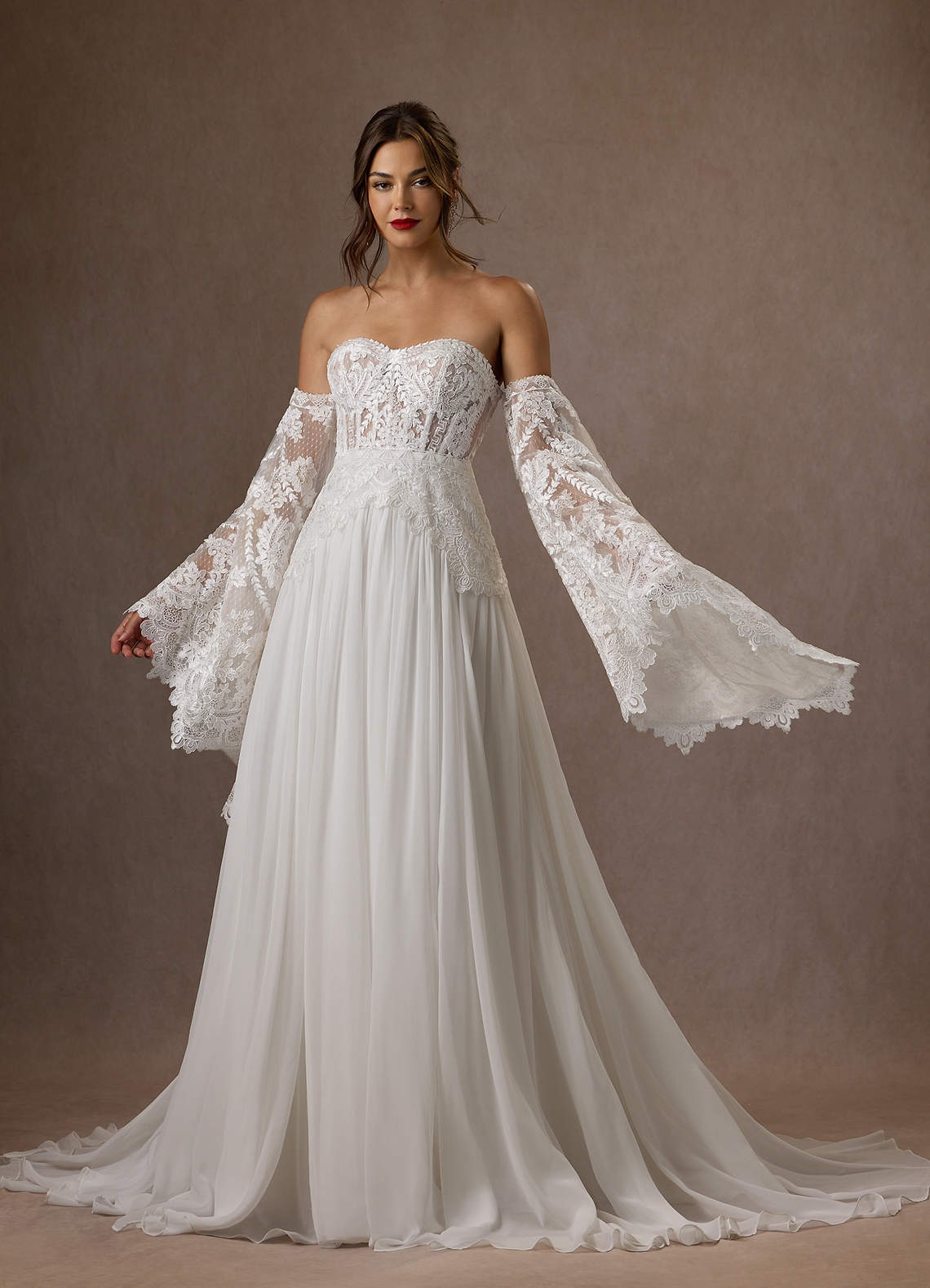 Diamond White A-Line Off the Shoulder Lace Dress