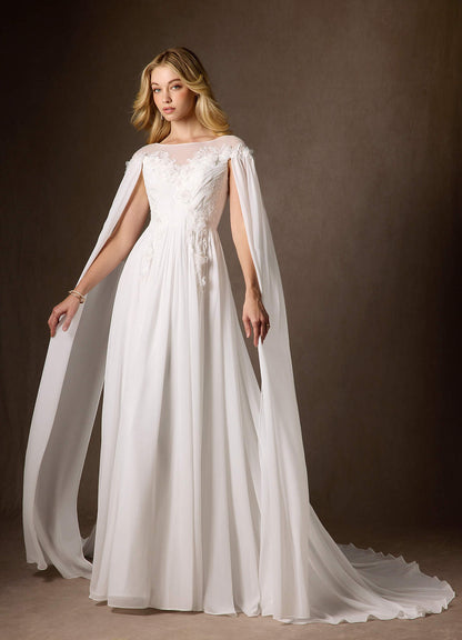 Diamond White A-Line Scoop Chiffon Dress