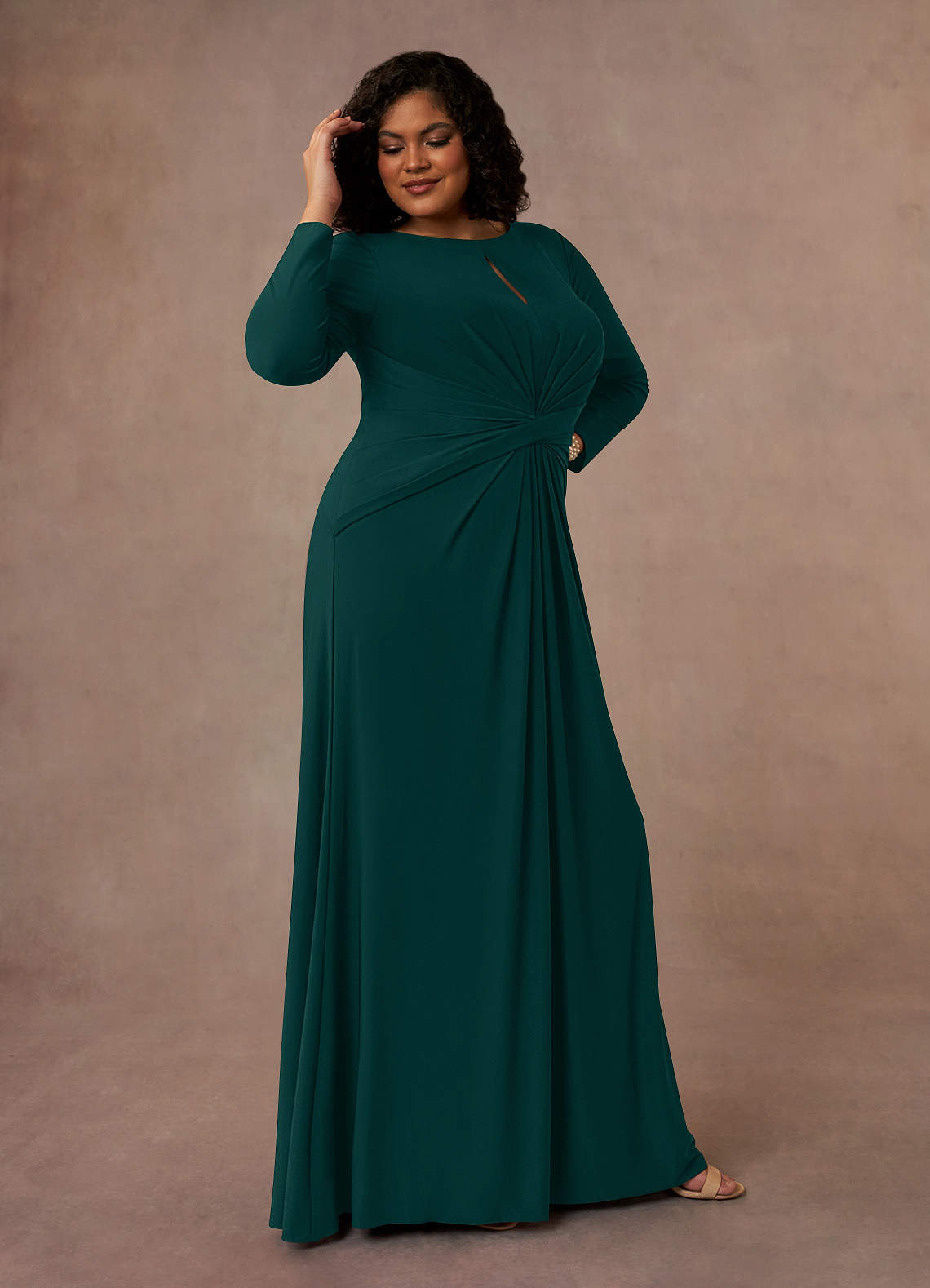 Pine A-Line Pleated Luxe Knit Dress